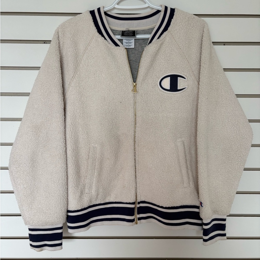 Champion Sherpa Full Zip Varsity Jacket Size Medium